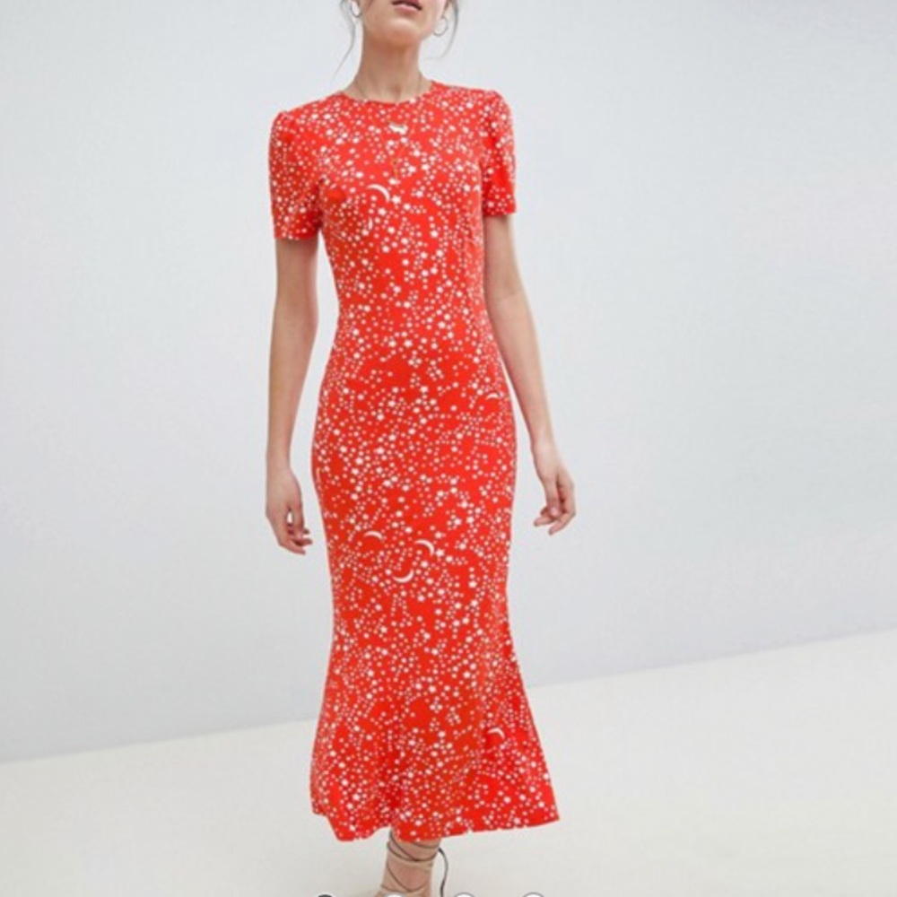 ASOS star maxi tea dress - red- NWT size 4